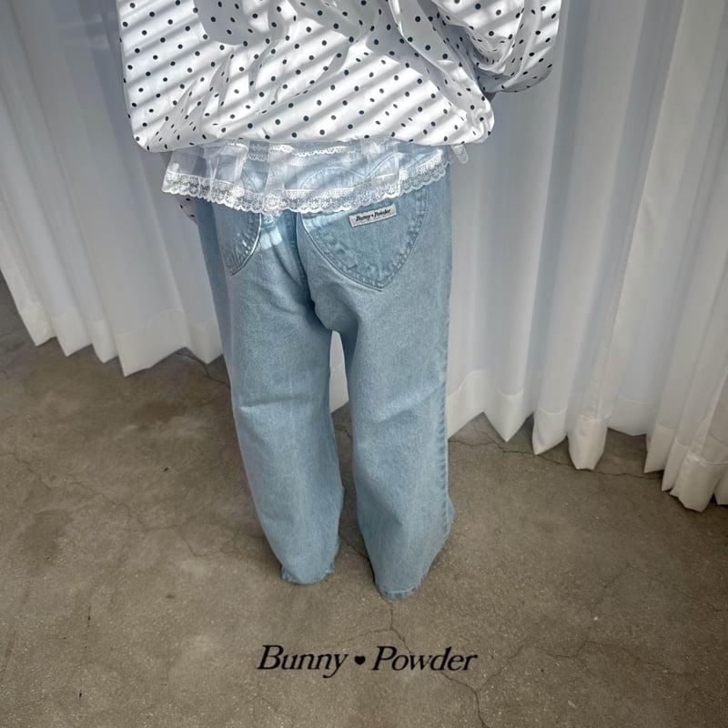 Bunny Powder - Korean Children Fashion - #kidsshorts - Heart Denim Pants - 7