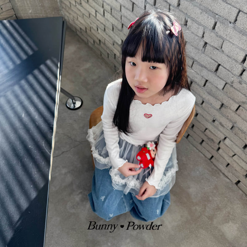 Bunny Powder - Korean Children Fashion - #kidsshorts - Ribbon Denim Pants - 6