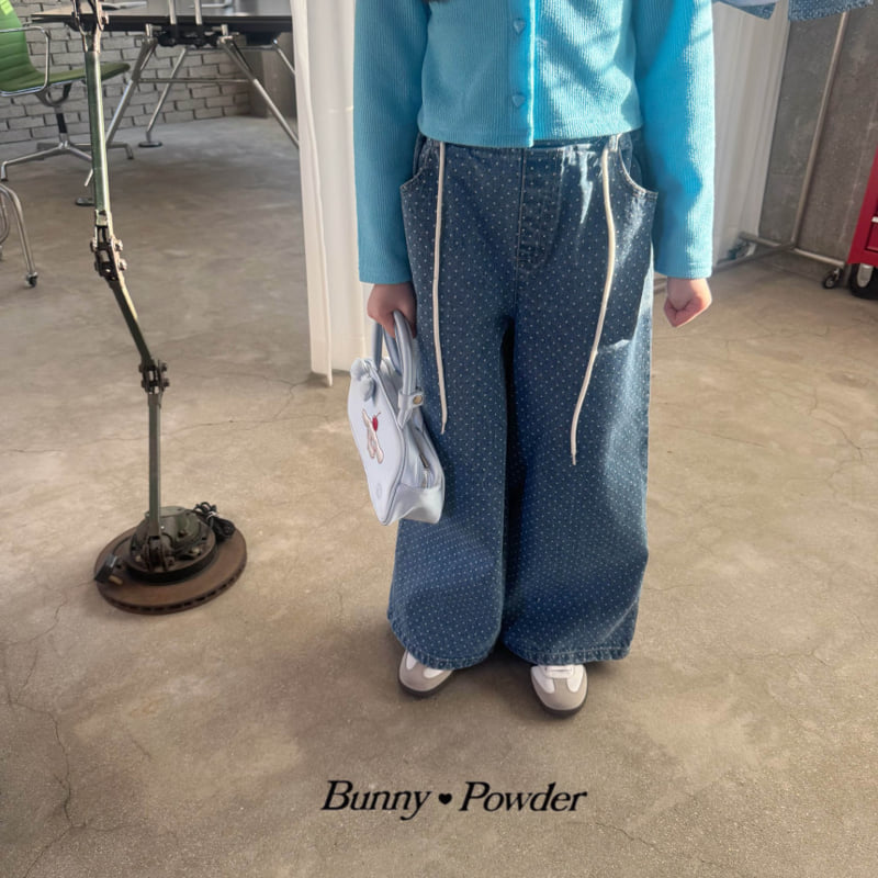 Bunny Powder - Korean Children Fashion - #kidsstore - Dot Denim Pants