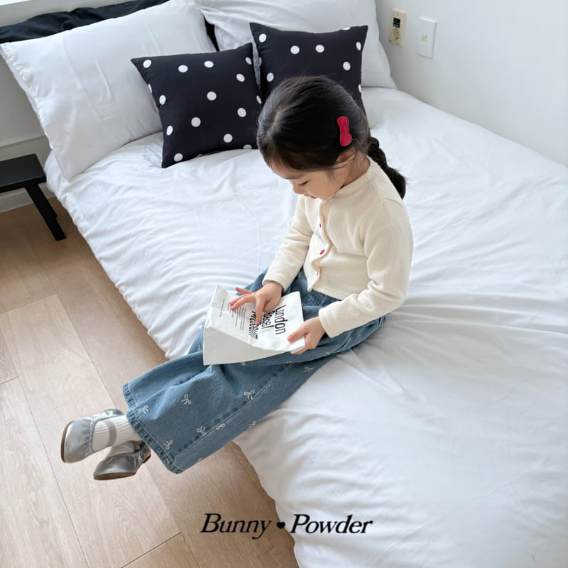 Bunny Powder - Korean Children Fashion - #kidsstore - Ribbon Denim Pants - 7