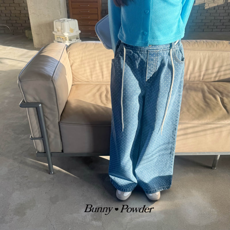 Bunny Powder - Korean Children Fashion - #Kfashion4kids - Dot Denim Pants - 4