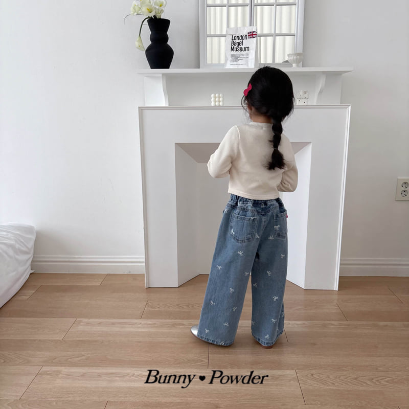 Bunny Powder - Korean Children Fashion - #minifashionista - Ribbon Denim Pants - 12