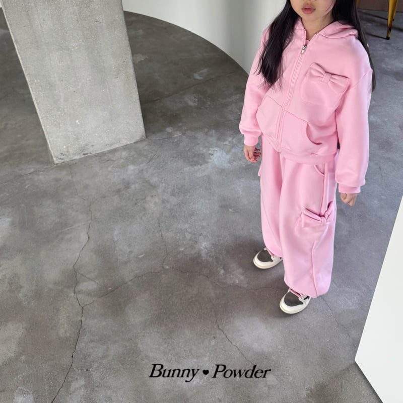 Bunny Powder - Korean Children Fashion - #toddlerclothing - Ribbon Pocket Hood Zip-Up - 12