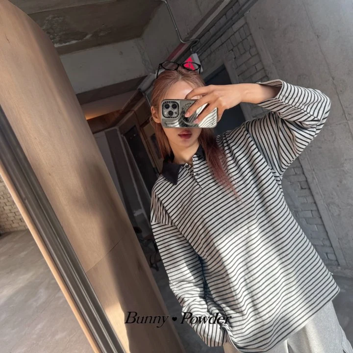 Bunny Powder - Korean Women Fashion - #womensfashion - Mark Collar Tee (Adult) - 4
