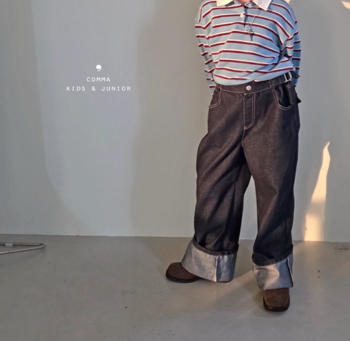 Comma - Korean Children Fashion - #Kfashion4kids - Roll Up Belt Denim Pants