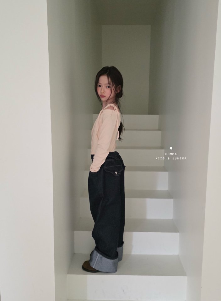 Comma - Korean Children Fashion - #childrensboutique - Roll Up Belt Denim Pants - 10