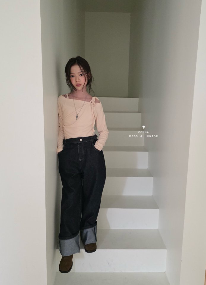 Comma - Korean Children Fashion - #designkidswear - Roll Up Belt Denim Pants - 11
