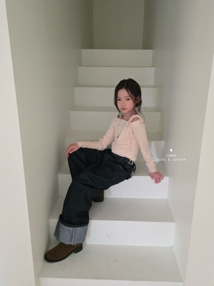 Comma - Korean Children Fashion - #discoveringself - Roll Up Belt Denim Pants - 12