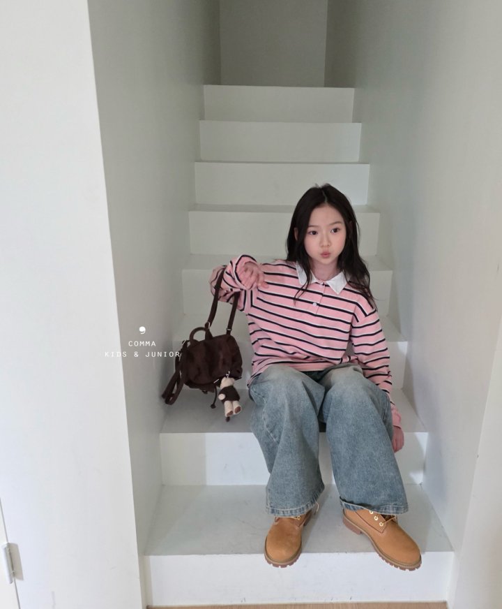 Comma - Korean Children Fashion - #kidsshorts - Short Collar Tee - 3