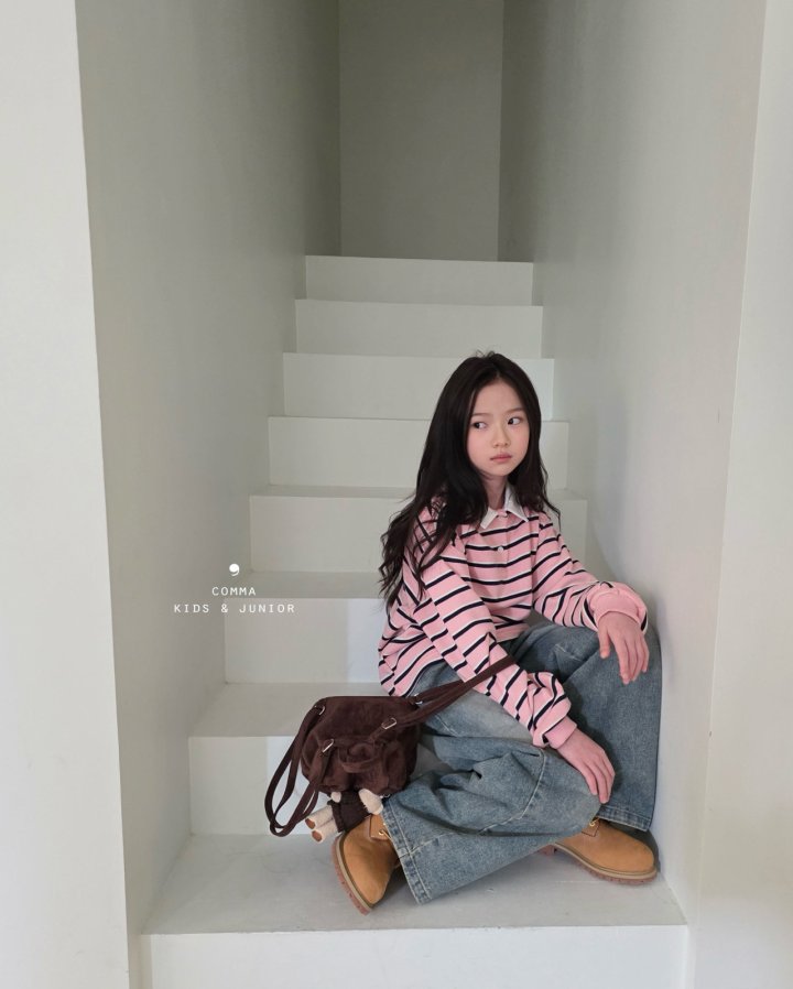 Comma - Korean Children Fashion - #kidsshorts - Short Collar Tee - 4