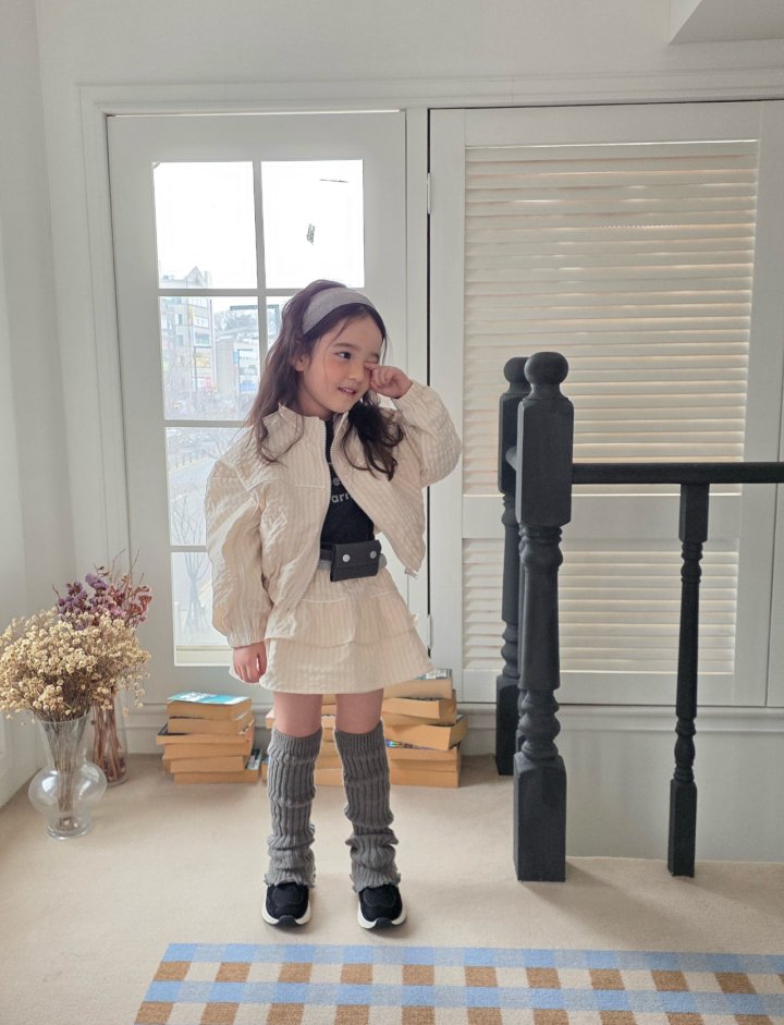 Comma - Korean Children Fashion - #minifashionista - Stripe Crop Jacket - 11