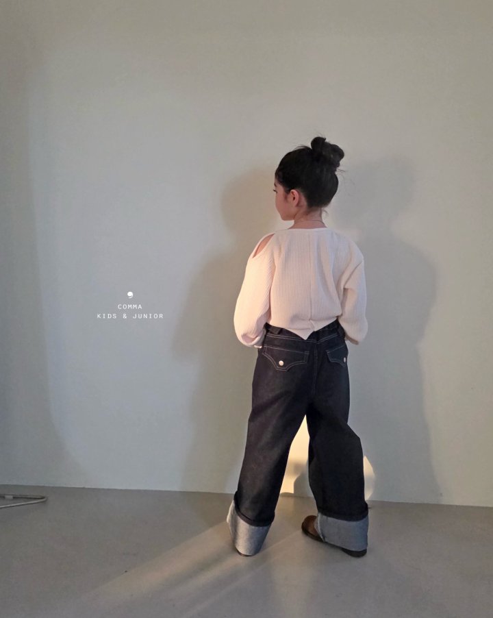 Comma - Korean Children Fashion - #todddlerfashion - Roll Up Belt Denim Pants - 6