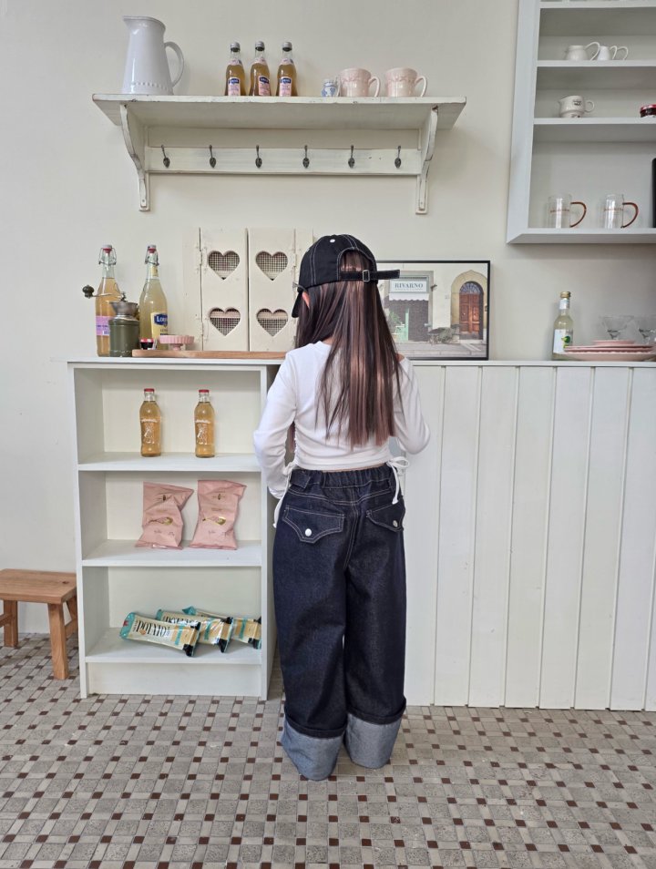Comma - Korean Children Fashion - #toddlerclothing - Roll Up Belt Denim Pants - 7
