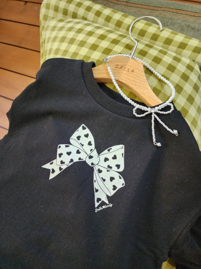 Dalla - Korean Children Fashion - #designkidswear - Heart Ribbon Sweatshirt