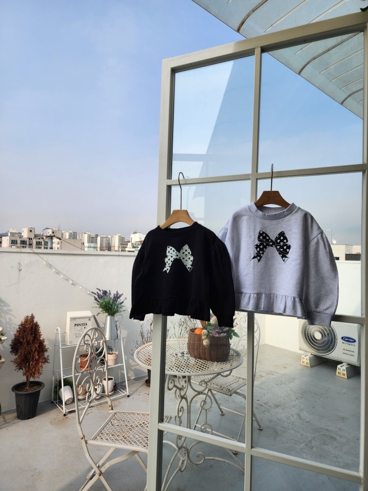 Dalla - Korean Children Fashion - #discoveringself - Heart Ribbon Sweatshirt - 2