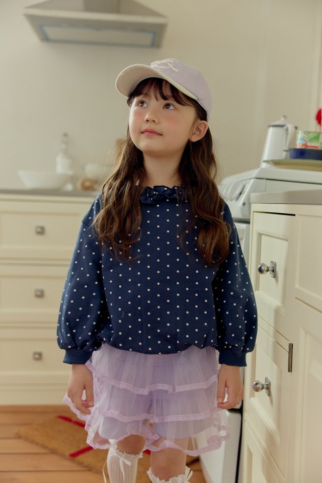Dalla - Korean Children Fashion - #kidzfashiontrend - Dot Boat Neck Sweatshirt - 8