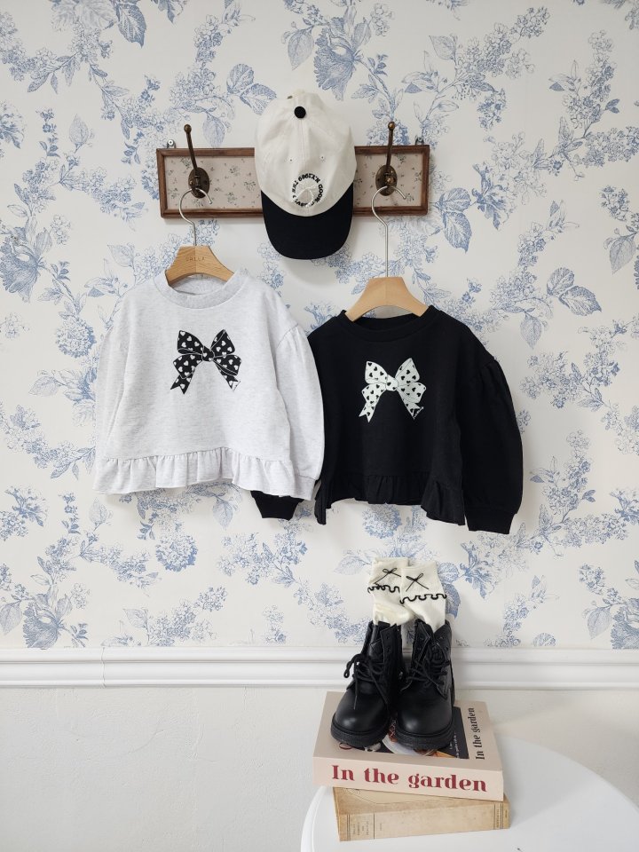 Dalla - Korean Children Fashion - #kidzfashiontrend - Heart Ribbon Sweatshirt - 6