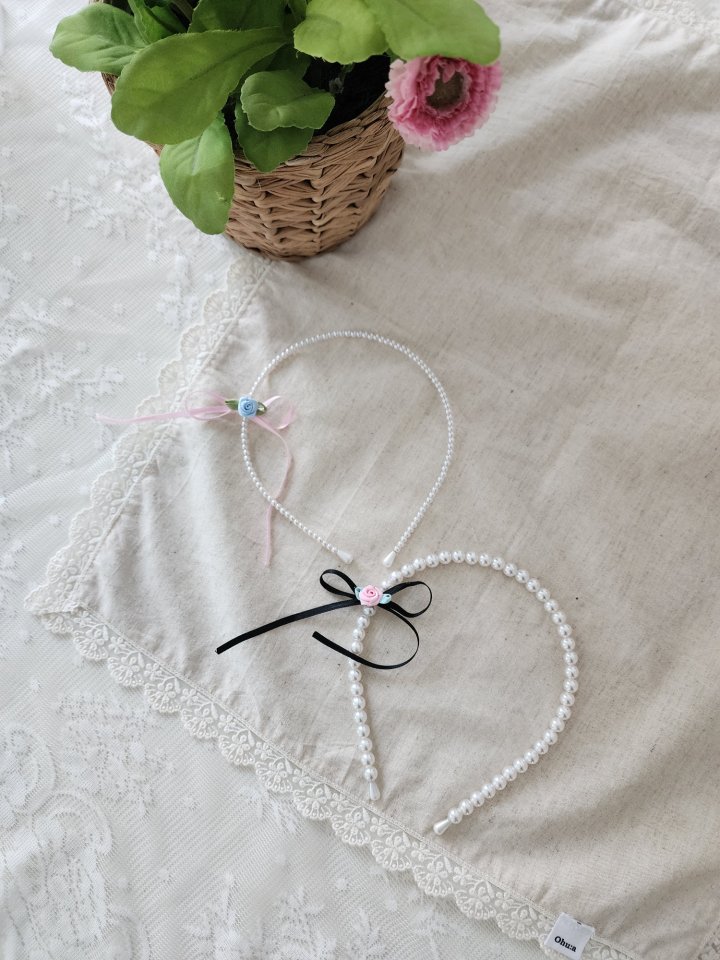 Dalla - Korean Children Fashion - #littlefashionista - Rose Pearl Headband - 6