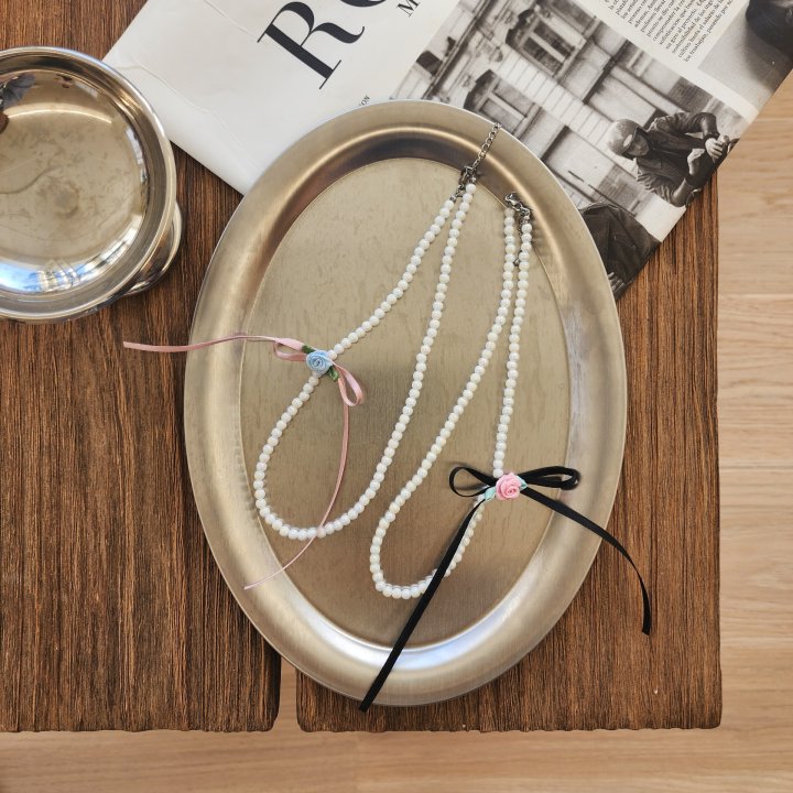 Dalla - Korean Children Fashion - #littlefashionista - Rose Pearl Necklace - 5