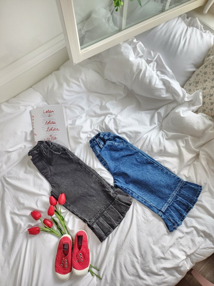 Dalla - Korean Children Fashion - #Kfashion4kids - Pleated Wide Jeans - 4