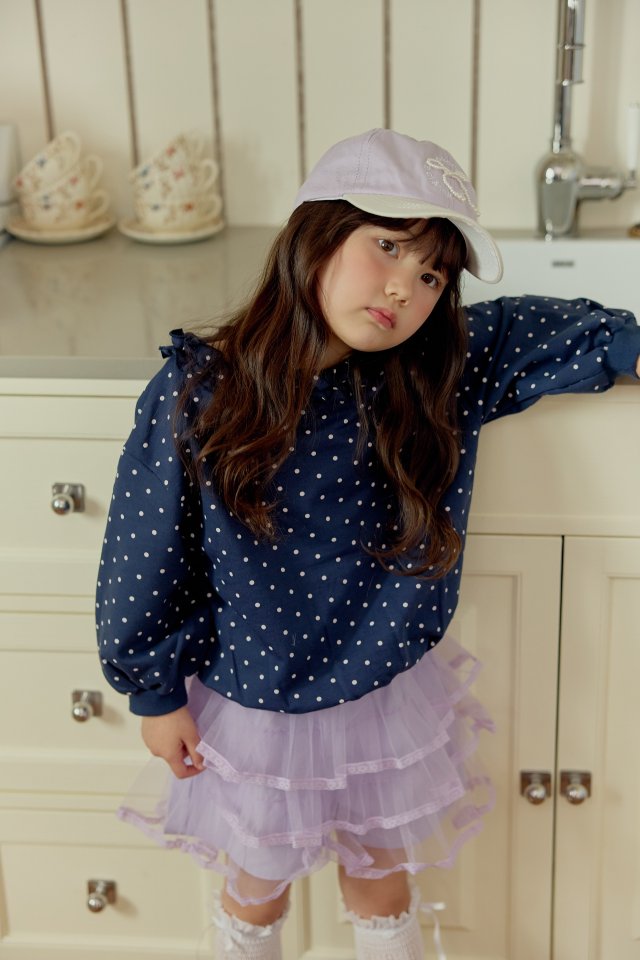 Dalla - Korean Children Fashion - #littlefashionista - Dot Boat Neck Sweatshirt - 10