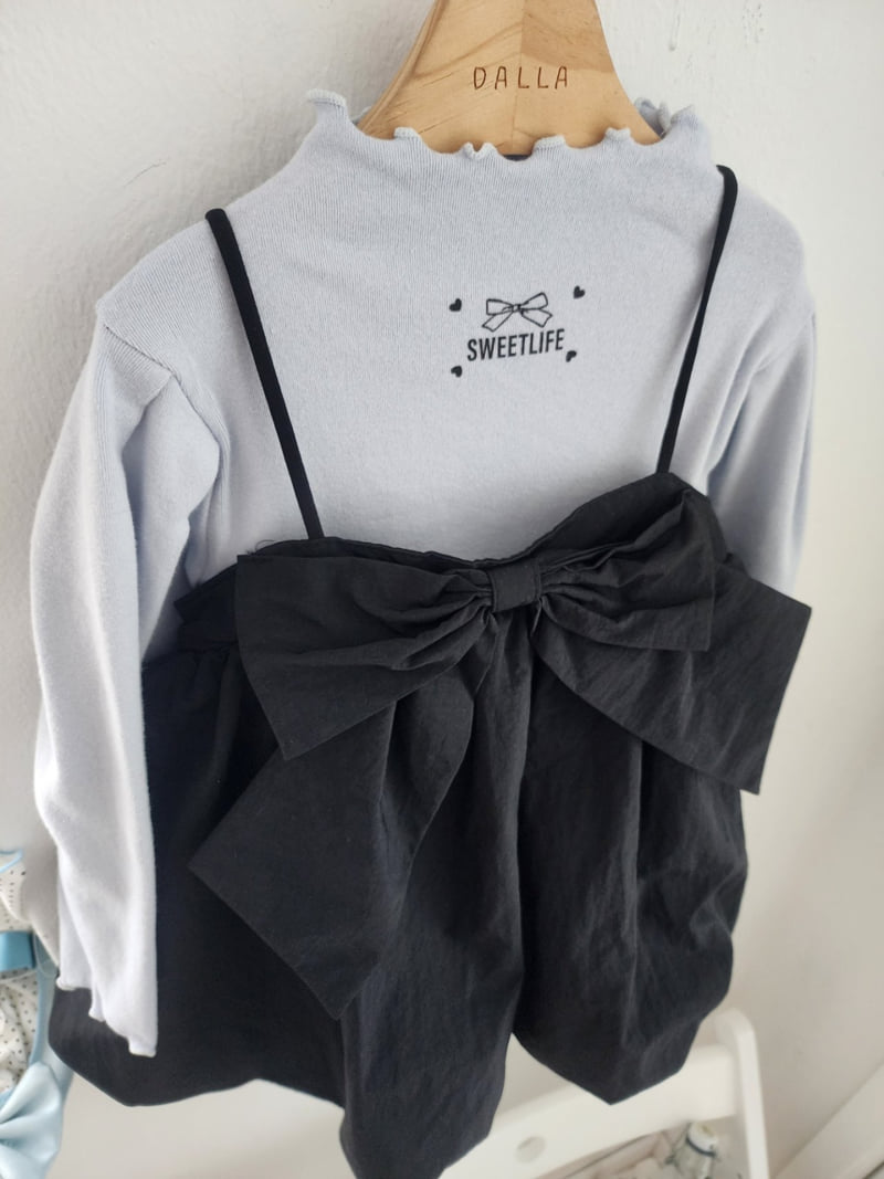 Dalla - Korean Children Fashion - #littlefashionista - Big Ribbon Balloon One-piece