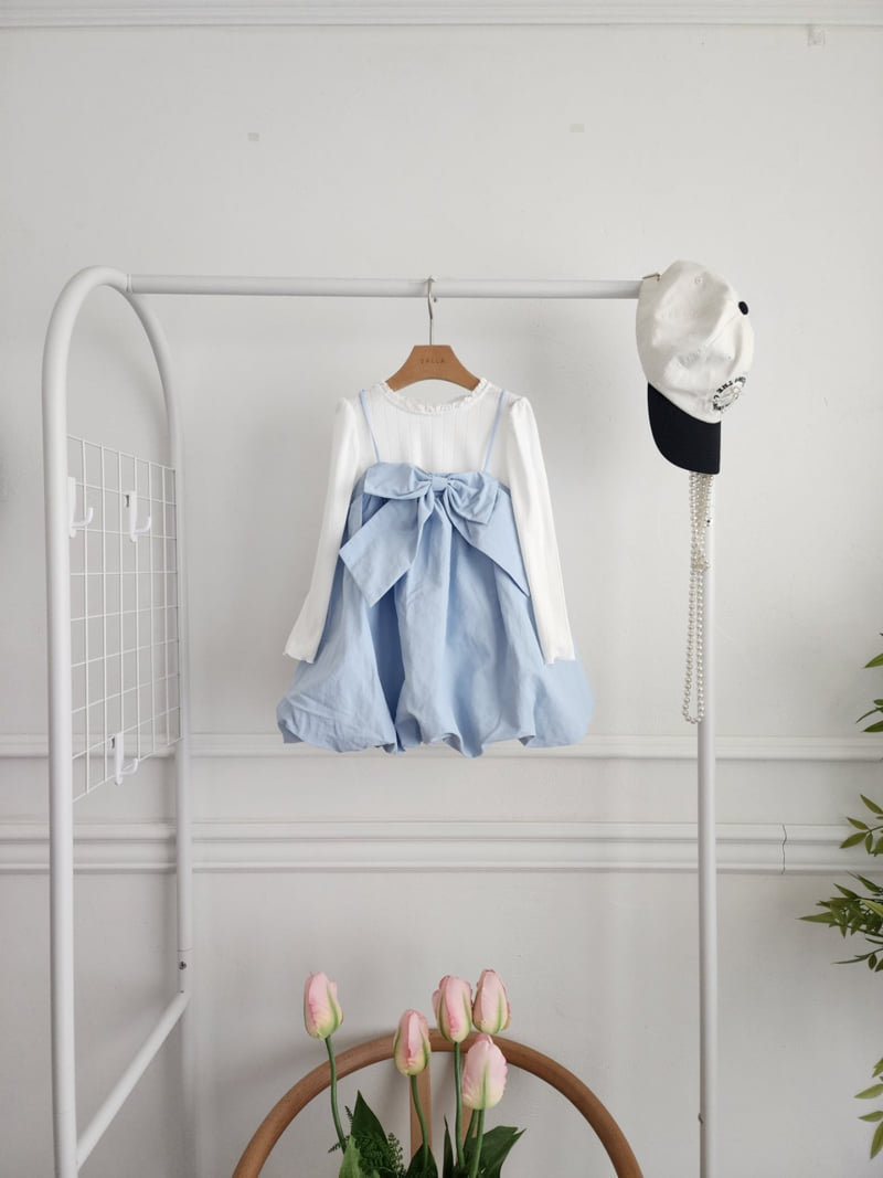 Dalla - Korean Children Fashion - #magicofchildhood - Big Ribbon Balloon One-piece - 2