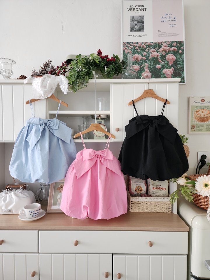 Dalla - Korean Children Fashion - #minifashionista - Big Ribbon Balloon One-piece - 4
