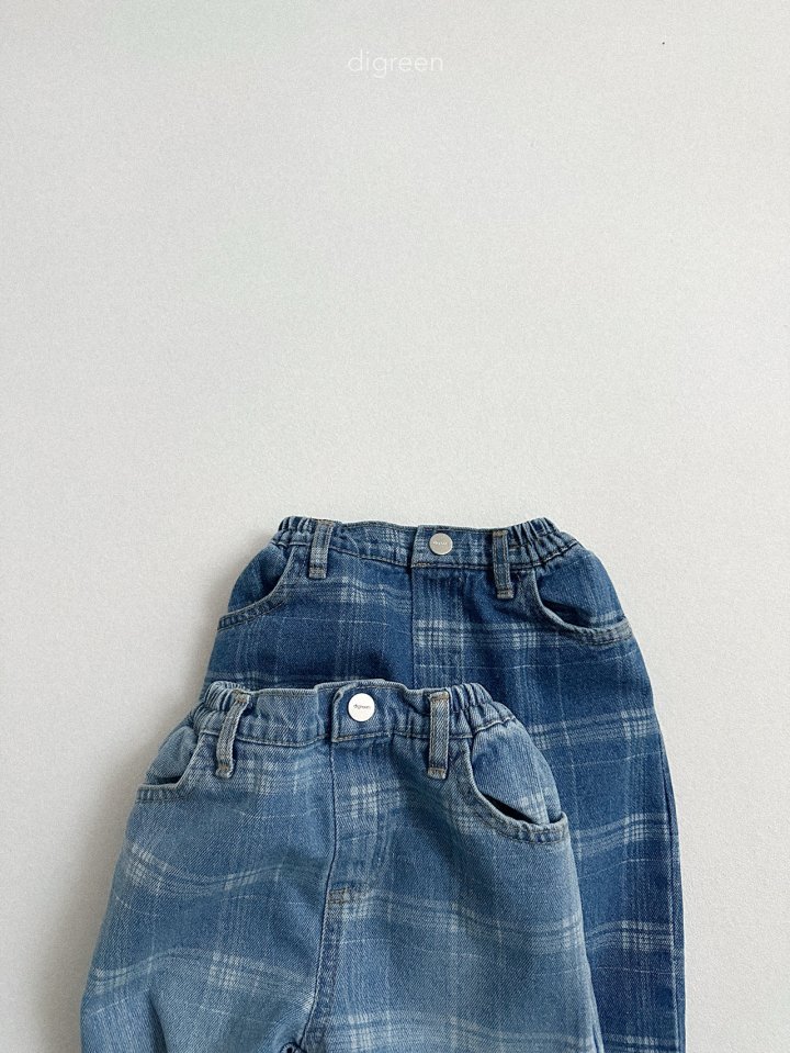 Digreen - Korean Children Fashion - #Kfashion4kids - Check Cone Denim Pants - 9