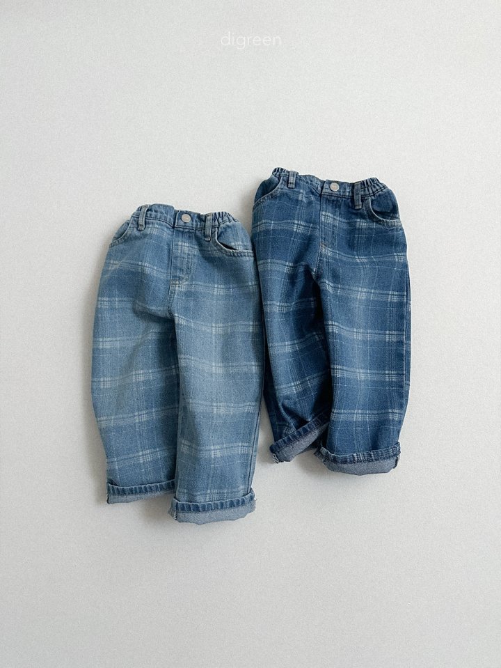 Digreen - Korean Children Fashion - #childofig - Check Cone Denim Pants