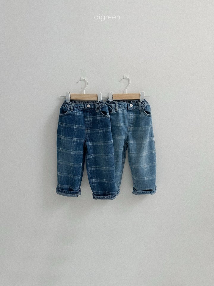 Digreen - Korean Children Fashion - #designkidswear - Check Cone Denim Pants - 3