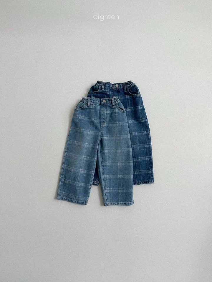 Digreen - Korean Children Fashion - #designkidswear - Check Cone Denim Pants - 4