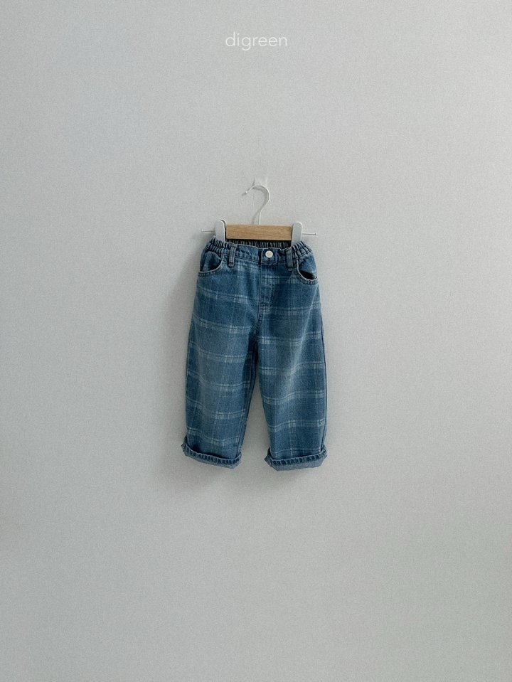 Digreen - Korean Children Fashion - #fashionkids - Check Cone Denim Pants - 5