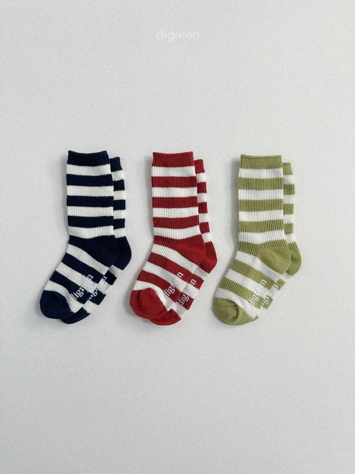 Digreen - Korean Children Fashion - #fashionkids - Minimal Stripe Socks - 3