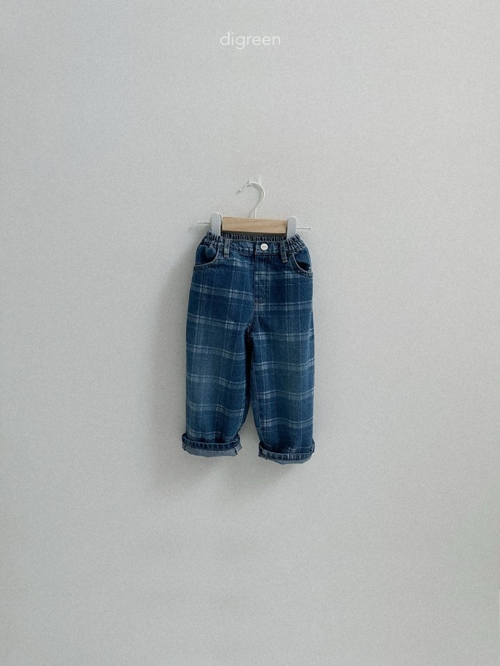 Digreen - Korean Children Fashion - #kidsshorts - Check Cone Denim Pants - 6