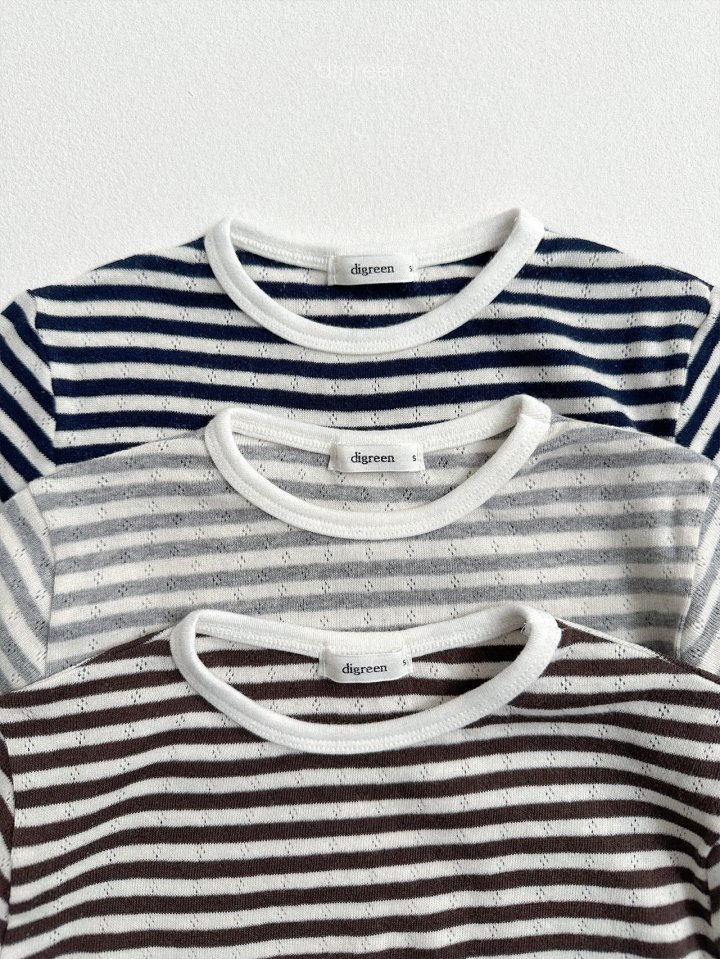 Digreen - Korean Children Fashion - #kidsshorts - Eyelet Stripe Tee - 9