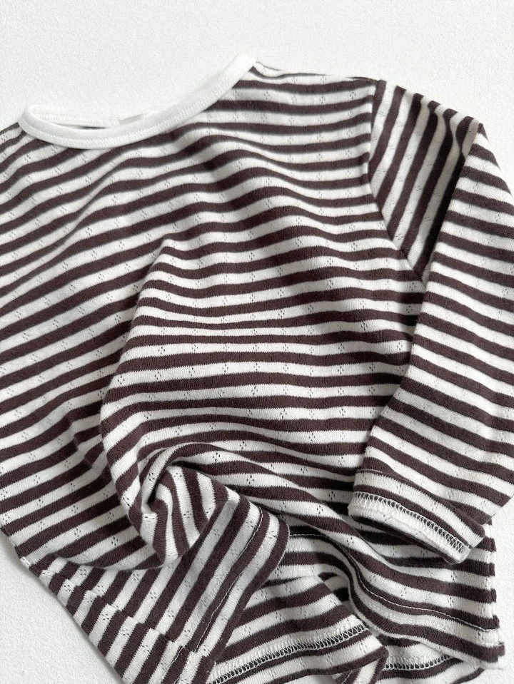 Digreen - Korean Children Fashion - #kidsstore - Eyelet Stripe Tee - 10