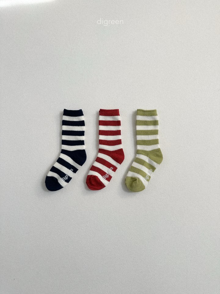 Digreen - Korean Children Fashion - #kidsstore - Minimal Stripe Socks - 5