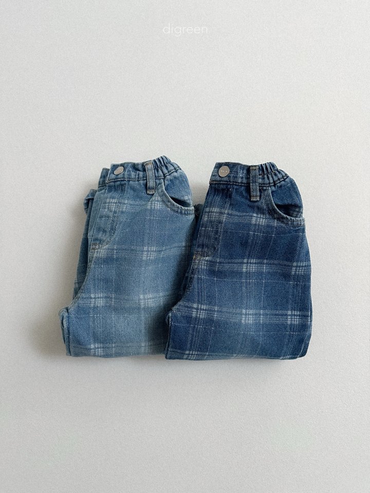 Digreen - Korean Children Fashion - #kidzfashiontrend - Check Cone Denim Pants - 8