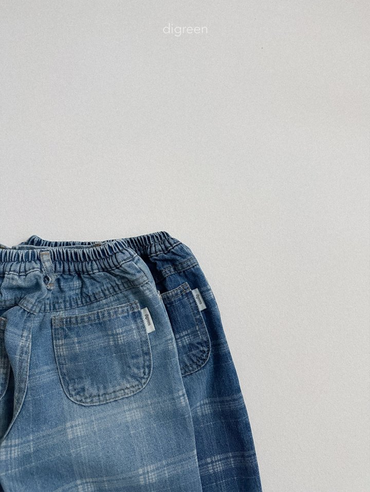 Digreen - Korean Children Fashion - #littlefashionista - Check Cone Denim Pants - 10