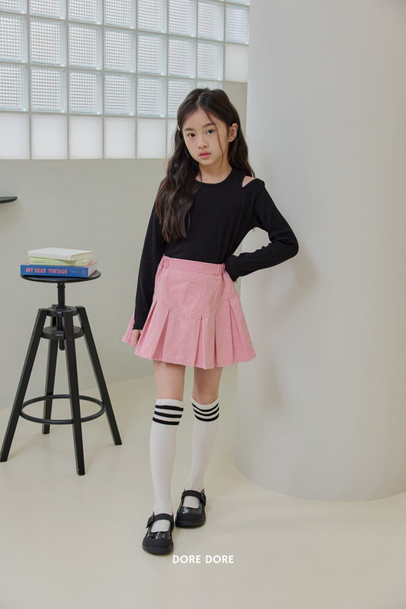Dore Dore - Korean Children Fashion - #Kfashion4kids - Shoulder Cut Ribbed Tee - 12