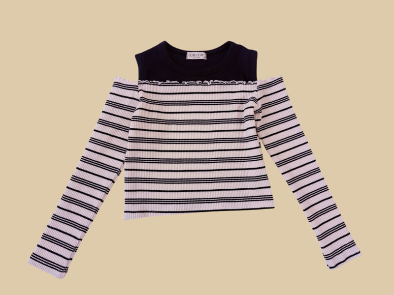 Dore Dore - Korean Children Fashion - #childofig - Striped Off-Shoulder Tee - 5