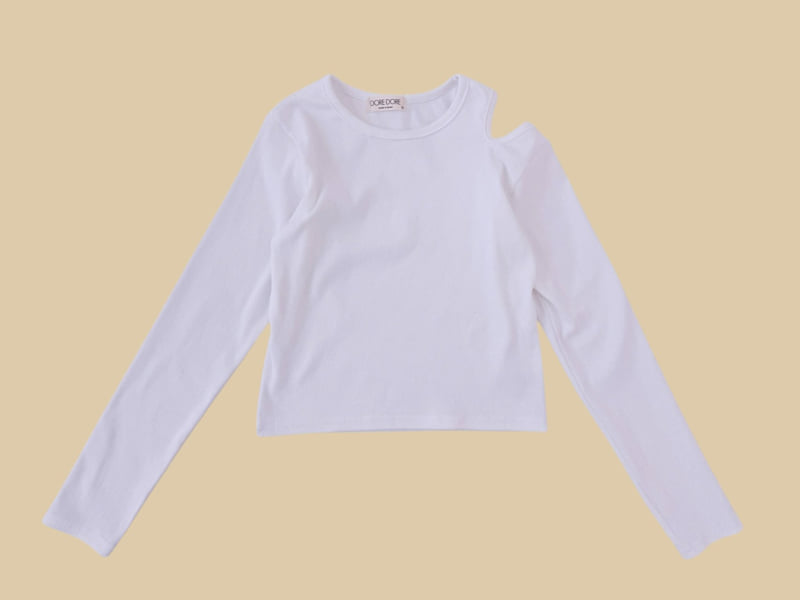 Dore Dore - Korean Children Fashion - #childofig - Shoulder Cut Ribbed Tee - 3
