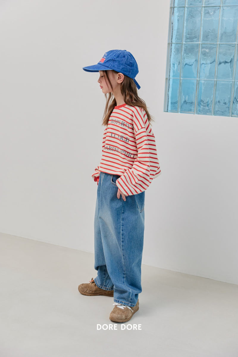 Dore Dore - Korean Children Fashion - #childofig - Striped Lettering Crop Tee - 12