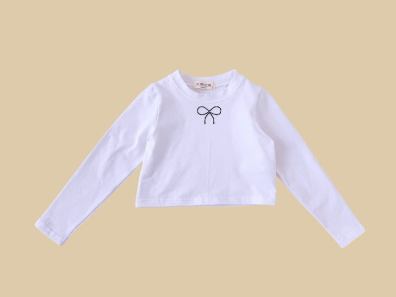 Dore Dore - Korean Children Fashion - #childrensboutique - Ribbon Hotfix Crop Tee - 3
