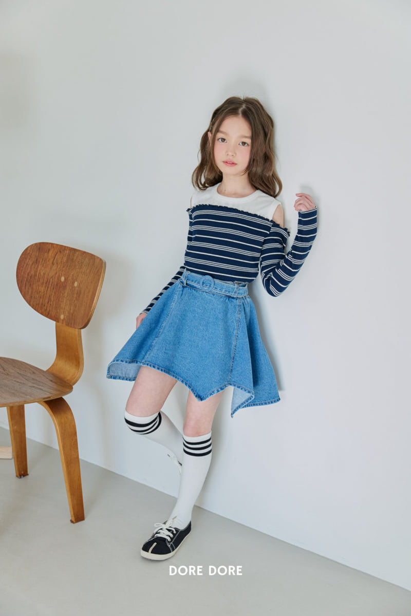 Dore Dore - Korean Children Fashion - #discoveringself - Striped Off-Shoulder Tee - 9