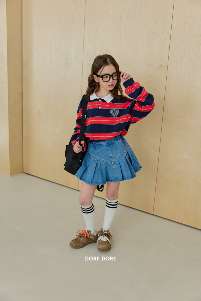 Dore Dore - Korean Children Fashion - #fashionkids - Embroidered Collar Tee - 9