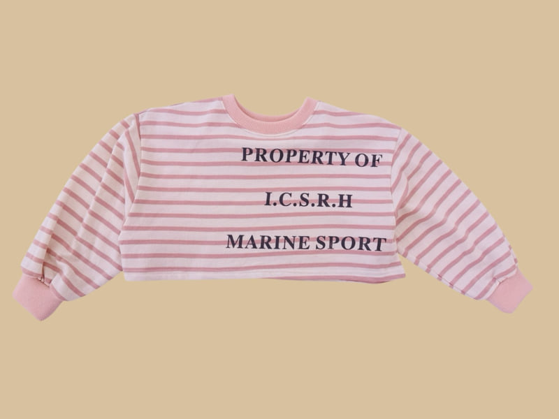 Dore Dore - Korean Children Fashion - #kidsshorts - Striped Lettering Crop Tee