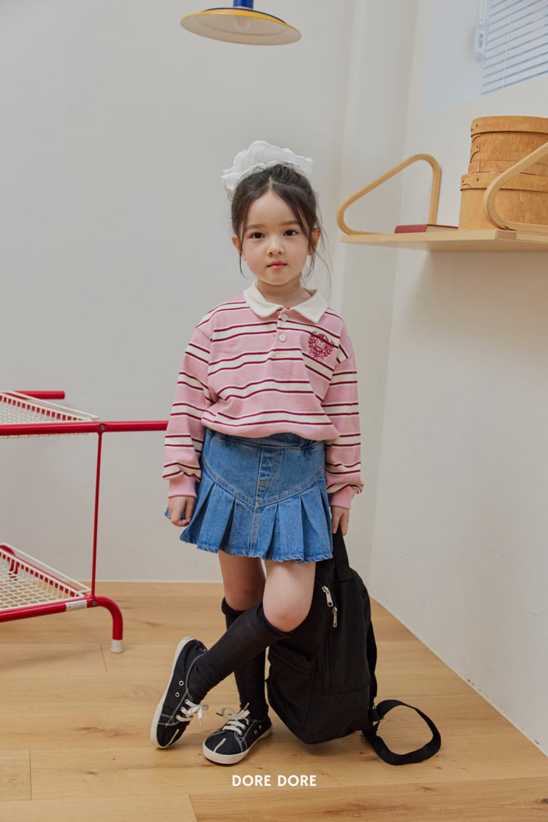 Dore Dore - Korean Children Fashion - #littlefashionista - Embroidered Collar Tee - 5