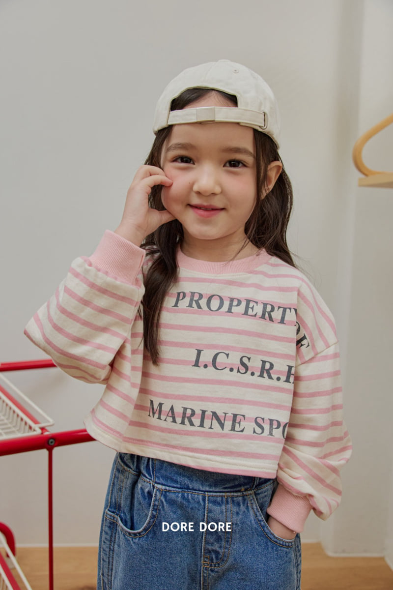 Dore Dore - Korean Children Fashion - #magicofchildhood - Striped Lettering Crop Tee - 6